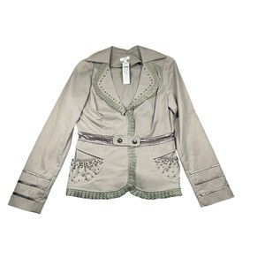 Cache Pearl Embellished Jacket Top New Sz 6 Lined Lace Trim $178 NWT‎